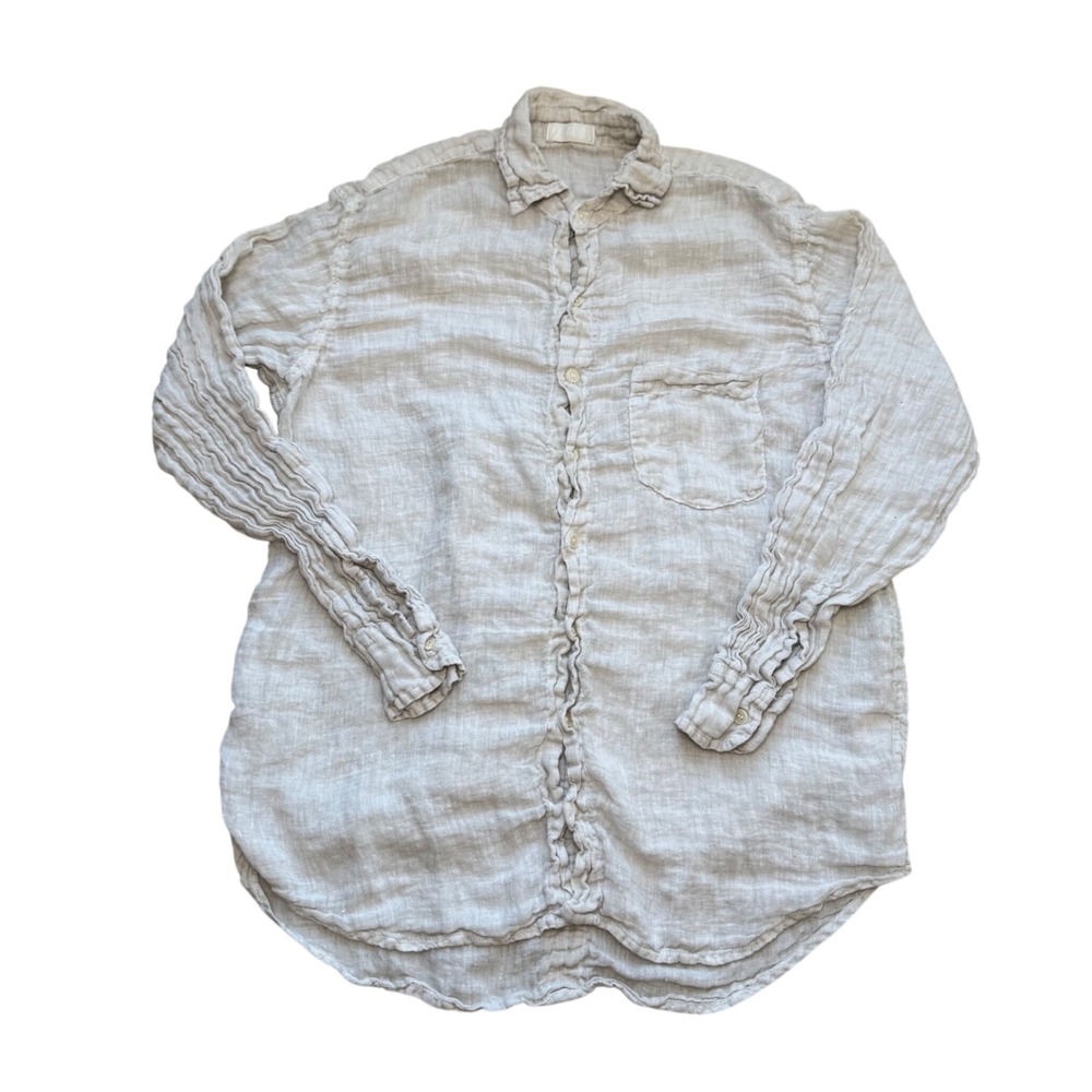 CP Shades Linen Button Down Shirt Women's Size S Coastal Preppy Resort Boho